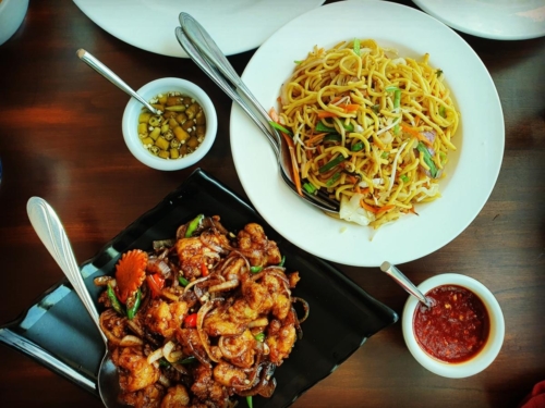 Chilli Chk and Egg Noodles